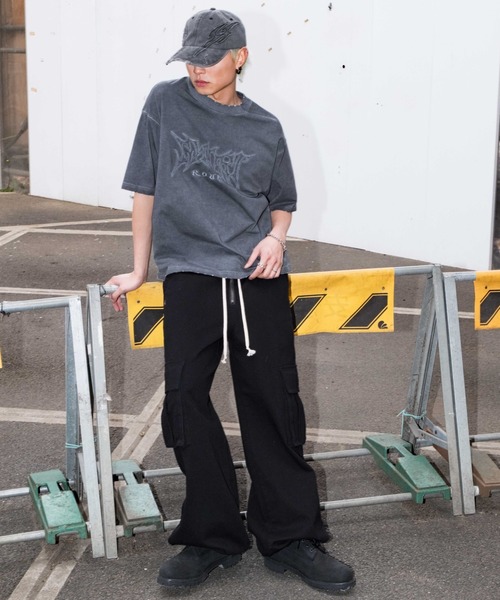 SHORT ROUND（ショートラウンド）の「SHORT ROUND/コールドダイダメージアップリケT（Tシャツ/カットソー・メンズ・グレー/スミクロ・LARGE/MEDIUM）」の13枚目の写真