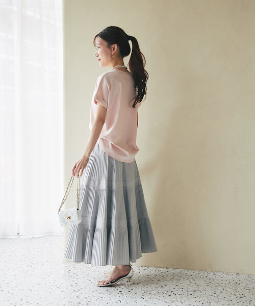 La boutique BonBon（ラブティックボンボン）の「【名品・二の腕すっきり見え】ターンバックスリーブカットソー（Tシャツ/カットソー・レディース・ピンク/ネイビー/サックスブルー/オフホワイト/ブラック・FREE）」の18枚目の写真