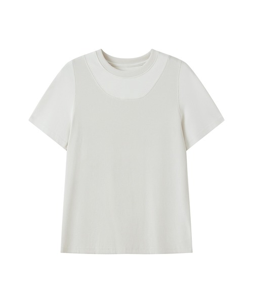 tageechita(タジチタ)の「【tageechita】異素材レイヤード風 クルーネックTシャツ(Tシャツ/カットソー・レディース・チャコール/ライトアッシュグレー・L/M/S)」の3枚目の写真