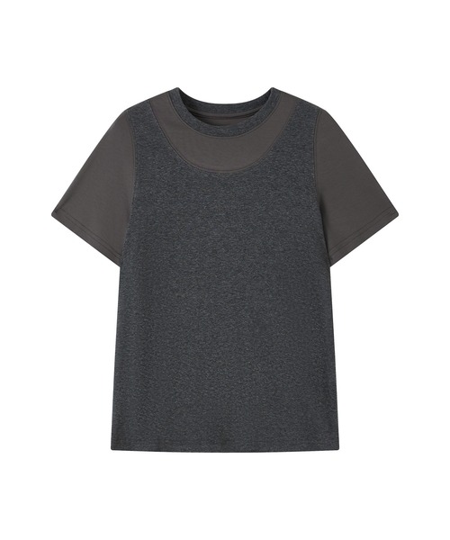 tageechita(タジチタ)の「【tageechita】異素材レイヤード風 クルーネックTシャツ(Tシャツ/カットソー・レディース・チャコール/ライトアッシュグレー・L/M/S)」の4枚目の写真