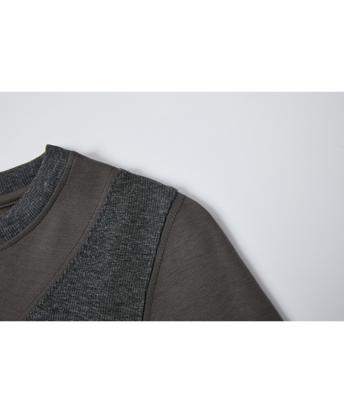 tageechita(タジチタ)の「【tageechita】異素材レイヤード風 クルーネックTシャツ(Tシャツ/カットソー・レディース・チャコール/ライトアッシュグレー・L/M/S)」の6枚目の写真