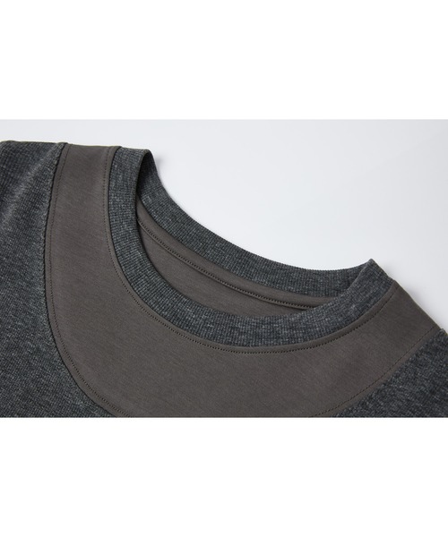 tageechita(タジチタ)の「【tageechita】異素材レイヤード風 クルーネックTシャツ(Tシャツ/カットソー・レディース・チャコール/ライトアッシュグレー・L/M/S)」の7枚目の写真