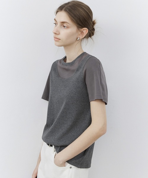 tageechita(タジチタ)の「【tageechita】異素材レイヤード風 クルーネックTシャツ(Tシャツ/カットソー・レディース・チャコール/ライトアッシュグレー・L/M/S)」の19枚目の写真