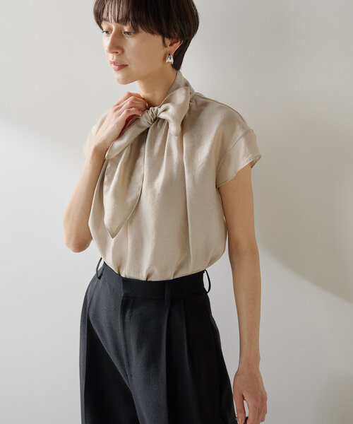 ウィムガゼット Whim Gazette シアーボウブラウス （beige