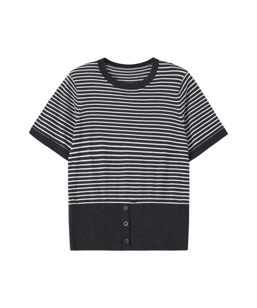 tageechita(タジチタ)の「【tageechita】ボーダー切替 ニットプルオーバー(Tシャツ/カットソー・レディース・ホワイト×ブラック/グレー×ホワイト・L/M/S)」の14枚目の写真