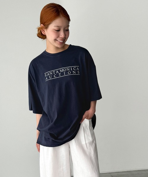 CANAL JEAN(キャナルジーン)の「El mar AUCTIONSオーバーTシャツ(Tシャツ/カットソー・レディース・ネイビー/グレー・ONE SIZE)」の2枚目の写真