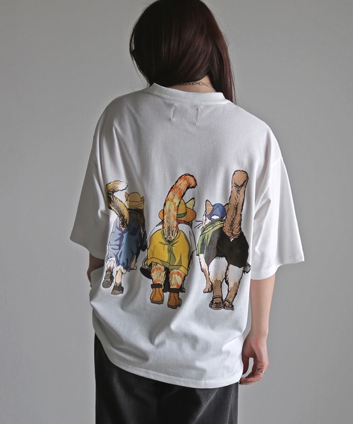 COURO（コウロ）の「アウトドアアニマルプリントTシャツ（Tシャツ/カットソー・レディース・ブラック系/ホワイト/ブラック/チャコール/オートミール/ホワイト系/チャコールグレー/ライトグレー系・L/M/XL）」の10枚目の写真