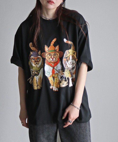 COURO（コウロ）の「アウトドアアニマルプリントTシャツ（Tシャツ/カットソー・レディース・ブラック系/ホワイト/ブラック/チャコール/オートミール/ホワイト系/チャコールグレー/ライトグレー系・L/M/XL）」の15枚目の写真