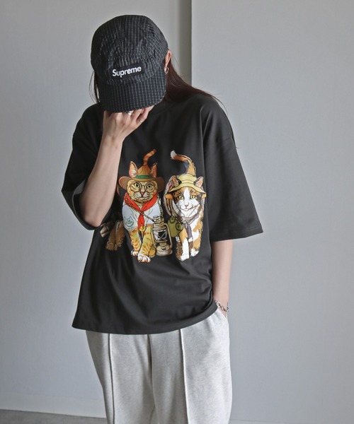COURO（コウロ）の「アウトドアアニマルプリントTシャツ（Tシャツ/カットソー・レディース・ブラック系/ホワイト/ブラック/チャコール/オートミール/ホワイト系/チャコールグレー/ライトグレー系・L/M/XL）」の21枚目の写真