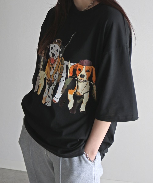 COURO（コウロ）の「アウトドアアニマルプリントTシャツ（Tシャツ/カットソー・レディース・ブラック系/ホワイト/ブラック/チャコール/オートミール/ホワイト系/チャコールグレー/ライトグレー系・L/M/XL）」の18枚目の写真