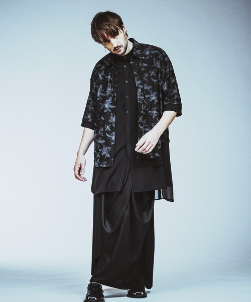 NO ID.(ノーアイディ)の「【NO ID.】Sheer Flower JQ Big Shirt / シアー フラワー JQ ビッグ シャツ(シャツ/ブラウス・メンズ・ブラック/ホワイト・ONE SIZE)」の22枚目の写真