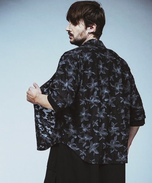 NO ID.(ノーアイディ)の「【NO ID.】Sheer Flower JQ Big Shirt / シアー フラワー JQ ビッグ シャツ(シャツ/ブラウス・メンズ・ブラック/ホワイト・ONE SIZE)」の10枚目の写真