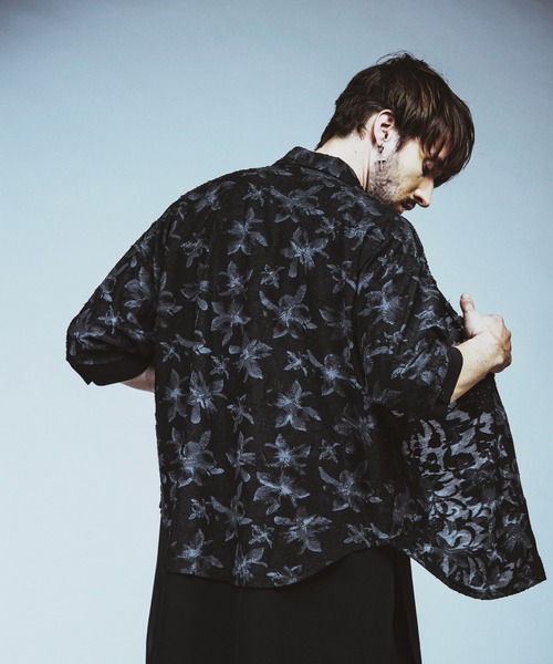 NO ID.(ノーアイディ)の「【NO ID.】Sheer Flower JQ Big Shirt / シアー フラワー JQ ビッグ シャツ(シャツ/ブラウス・メンズ・ブラック/ホワイト・ONE SIZE)」の11枚目の写真