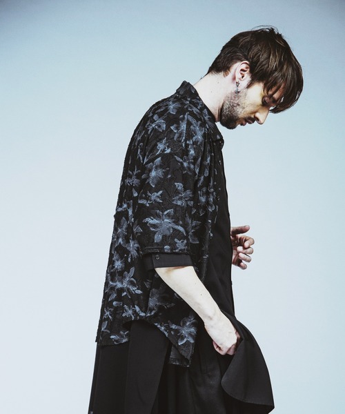 NO ID.(ノーアイディ)の「【NO ID.】Sheer Flower JQ Big Shirt / シアー フラワー JQ ビッグ シャツ(シャツ/ブラウス・メンズ・ブラック/ホワイト・ONE SIZE)」の12枚目の写真