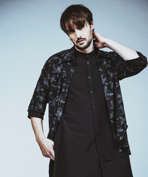 NO ID.(ノーアイディ)の「【NO ID.】Sheer Flower JQ Big Shirt / シアー フラワー JQ ビッグ シャツ(シャツ/ブラウス・メンズ・ブラック/ホワイト・ONE SIZE)」の14枚目の写真