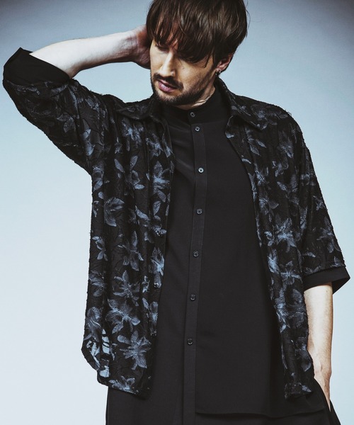 NO ID.(ノーアイディ)の「【NO ID.】Sheer Flower JQ Big Shirt / シアー フラワー JQ ビッグ シャツ(シャツ/ブラウス・メンズ・ブラック/ホワイト・ONE SIZE)」の13枚目の写真