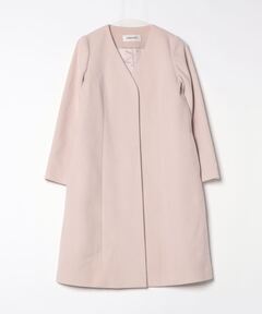 セール】ESTNATION / ノーカラーベルテッドロングコート（ノーカラー