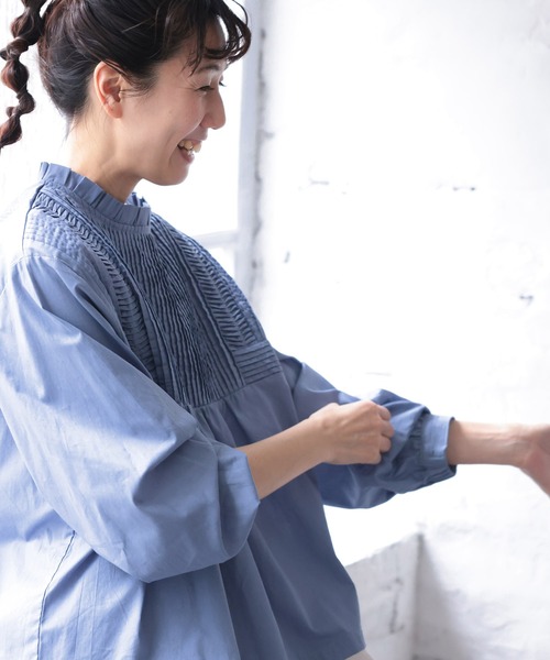 soulberry(ソウルベリー)の「みずいろ屋根のブラウス(シャツ/ブラウス・レディース・ブルー・5L/4L/3L/LL/L/M)」の4枚目の写真