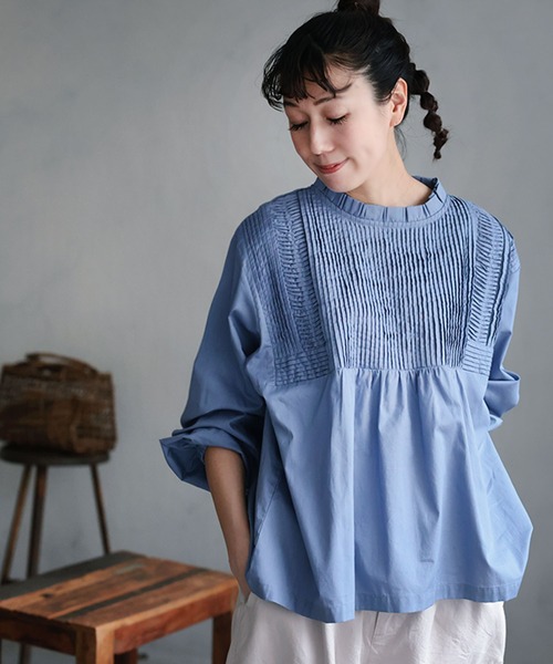 soulberry(ソウルベリー)の「みずいろ屋根のブラウス(シャツ/ブラウス・レディース・ブルー・5L/4L/3L/LL/L/M)」の6枚目の写真