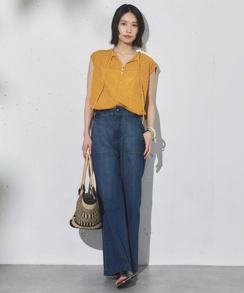 Doux archives(ドゥアルシーヴ)の「レースノースリブラウス(シャツ/ブラウス・レディース・イエロー/サックスブルー/オフホワイト・FREE)」の12枚目の写真