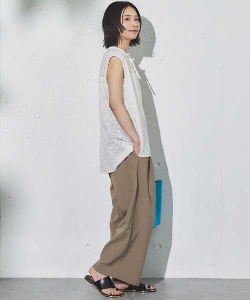 Doux archives(ドゥアルシーヴ)の「レースノースリブラウス(シャツ/ブラウス・レディース・イエロー/サックスブルー/オフホワイト・FREE)」の21枚目の写真