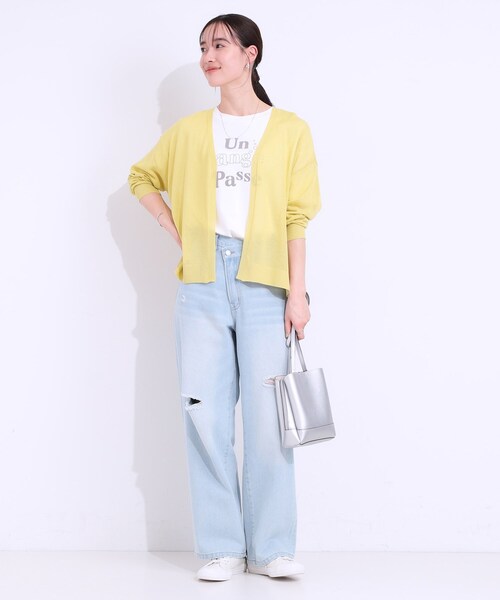 SHOO・LA・RUE（シューラルー）の「【洗える/S-LL】ナチュラル感が上品 サッと羽織れるカーディガン（カーディガン/ボレロ・レディース・ネイビー/ライトベージュ/イエロー系その他/ライトグレー・01/04/03/02）」の22枚目の写真