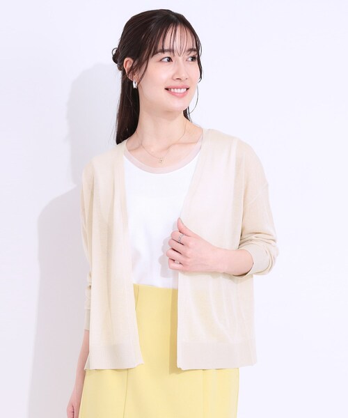 SHOO・LA・RUE（シューラルー）の「【洗える/S-LL】ナチュラル感が上品 サッと羽織れるカーディガン（カーディガン/ボレロ・レディース・ネイビー/ライトベージュ/イエロー系その他/ライトグレー・01/04/03/02）」の20枚目の写真