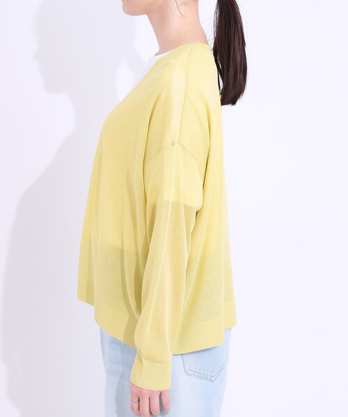 SHOO・LA・RUE（シューラルー）の「【洗える/S-LL】ナチュラル感が上品 サッと羽織れるカーディガン（カーディガン/ボレロ・レディース・ネイビー/ライトベージュ/イエロー系その他/ライトグレー・01/04/03/02）」の11枚目の写真