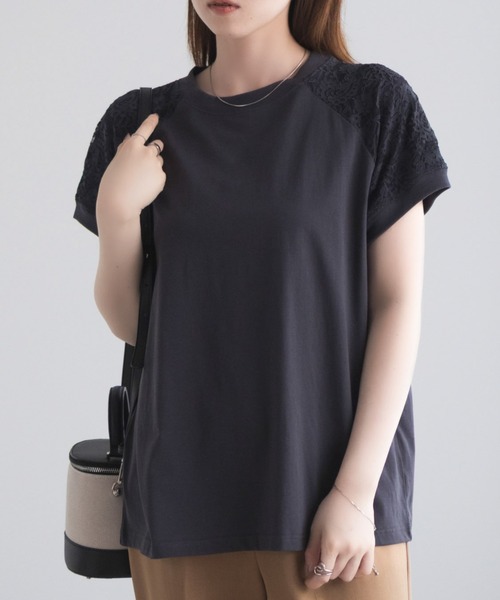 NAVY(ネイビー)の「nAvy ショルダーレースTシャツ(Tシャツ/カットソー・レディース・オフホワイト/チャコールグレー・M/L)」の7枚目の写真