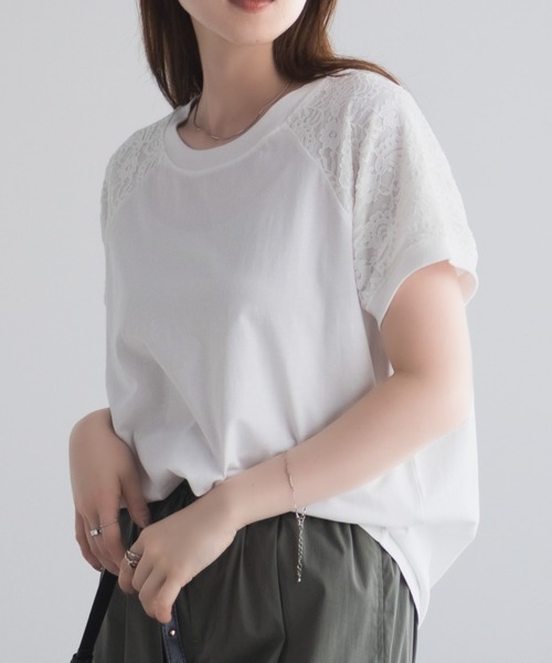 NAVY(ネイビー)の「nAvy ショルダーレースTシャツ(Tシャツ/カットソー・レディース・オフホワイト/チャコールグレー・M/L)」の13枚目の写真