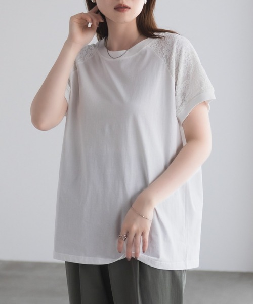 NAVY(ネイビー)の「nAvy ショルダーレースTシャツ(Tシャツ/カットソー・レディース・オフホワイト/チャコールグレー・M/L)」の14枚目の写真