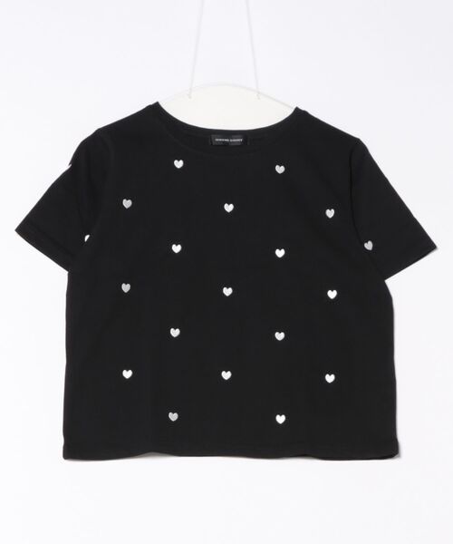 QUEENS COURT(クイーンズコート)の「ハートシシュウTシャツ≪洗濯機で洗える≫(Tシャツ/カットソー・レディース・ブラック/オフホワイト・M)」の5枚目の写真
