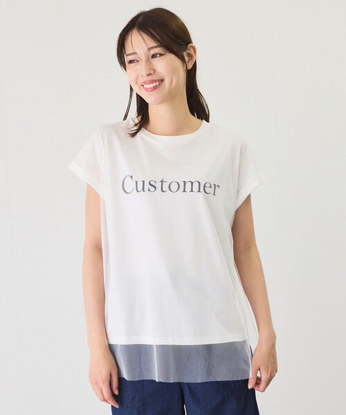 Jayro(ジャイロ)の「チュール使いロゴプルオーバー(Tシャツ/カットソー・レディース・ホワイト/チャコールグレー/ブラック・M)」の2枚目の写真