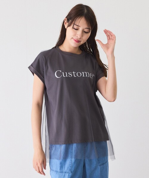 Jayro(ジャイロ)の「チュール使いロゴプルオーバー(Tシャツ/カットソー・レディース・ホワイト/チャコールグレー/ブラック・M)」の4枚目の写真