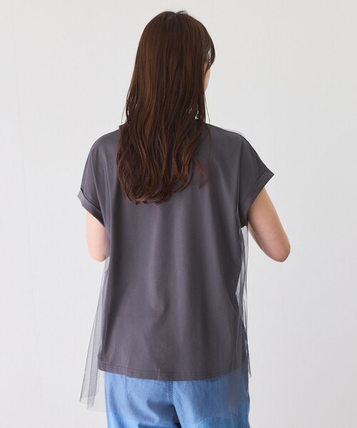 Jayro(ジャイロ)の「チュール使いロゴプルオーバー(Tシャツ/カットソー・レディース・ホワイト/チャコールグレー/ブラック・M)」の6枚目の写真