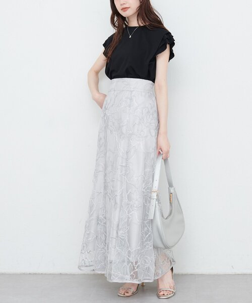 natural couture(ナチュラルクチュール)の「【sherbet line】接触冷感 タックフリルT(Tシャツ/カットソー・レディース・ピンク/ライトベージュ/オフホワイト/ブルー/ブラック・FREE)」の22枚目の写真