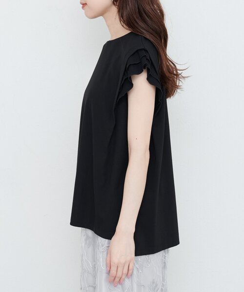 natural couture(ナチュラルクチュール)の「【sherbet line】接触冷感 タックフリルT(Tシャツ/カットソー・レディース・ピンク/ライトベージュ/オフホワイト/ブルー/ブラック・FREE)」の12枚目の写真