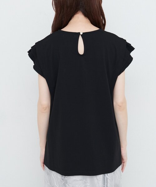 natural couture(ナチュラルクチュール)の「【sherbet line】接触冷感 タックフリルT(Tシャツ/カットソー・レディース・ピンク/ライトベージュ/オフホワイト/ブルー/ブラック・FREE)」の13枚目の写真
