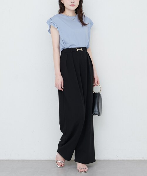 natural couture(ナチュラルクチュール)の「【sherbet line】接触冷感 タックフリルT(Tシャツ/カットソー・レディース・ピンク/ライトベージュ/オフホワイト/ブルー/ブラック・FREE)」の18枚目の写真