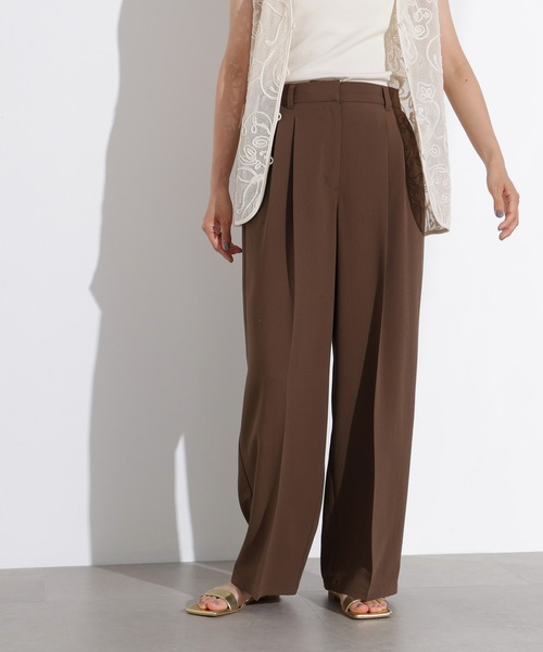 N.（N. Natural Beauty Basic）（エヌエヌナチュラルビューティーベーシック）の「ドライタッチツータックワイドパンツ（スラックス・レディース・チャコールグレー/ブラウン/ベージュ・MEDIUM/SMALL）」の3枚目の写真