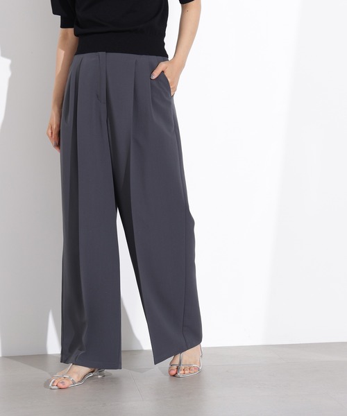 N.（N. Natural Beauty Basic）（エヌエヌナチュラルビューティーベーシック）の「ドライタッチツータックワイドパンツ（スラックス・レディース・チャコールグレー/ブラウン/ベージュ・MEDIUM/SMALL）」の14枚目の写真