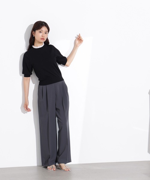 N.（N. Natural Beauty Basic）（エヌエヌナチュラルビューティーベーシック）の「ドライタッチツータックワイドパンツ（スラックス・レディース・チャコールグレー/ブラウン/ベージュ・MEDIUM/SMALL）」の17枚目の写真