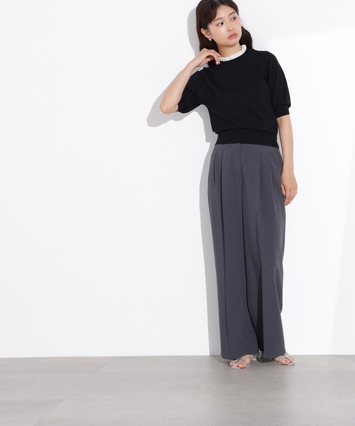 N.（N. Natural Beauty Basic）（エヌエヌナチュラルビューティーベーシック）の「ドライタッチツータックワイドパンツ（スラックス・レディース・チャコールグレー/ブラウン/ベージュ・MEDIUM/SMALL）」の19枚目の写真