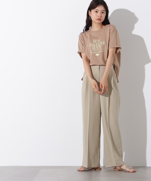 N.（N. Natural Beauty Basic）（エヌエヌナチュラルビューティーベーシック）の「ドライタッチツータックワイドパンツ（スラックス・レディース・チャコールグレー/ブラウン/ベージュ・MEDIUM/SMALL）」の4枚目の写真