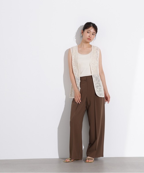 N.（N. Natural Beauty Basic）（エヌエヌナチュラルビューティーベーシック）の「ドライタッチツータックワイドパンツ（スラックス・レディース・チャコールグレー/ブラウン/ベージュ・MEDIUM/SMALL）」の22枚目の写真