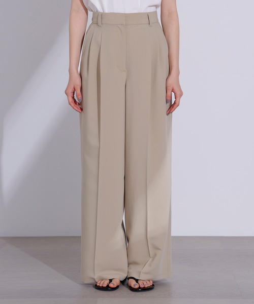 N.（N. Natural Beauty Basic）（エヌエヌナチュラルビューティーベーシック）の「ドライタッチツータックワイドパンツ（スラックス・レディース・チャコールグレー/ブラウン/ベージュ・MEDIUM/SMALL）」の8枚目の写真