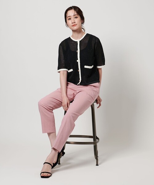 UNITED ARROWS(ユナイテッドアローズ)の「メッシュ スパンコール ニットカーディガン -ウォッシャブル-(カーディガン/ボレロ・レディース・オフホワイト/ブラック/ネイビー・FREE)」の7枚目の写真