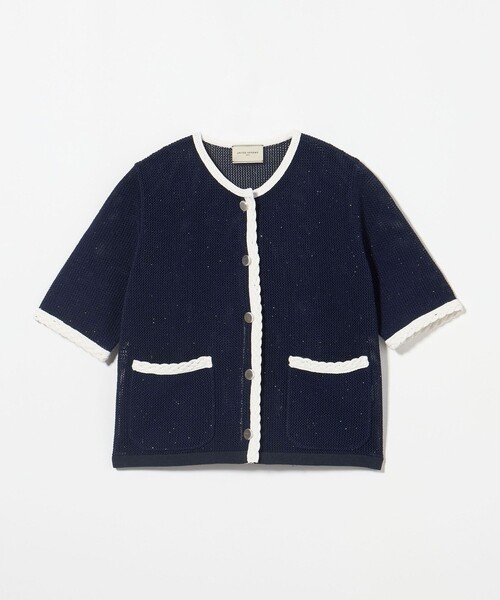 UNITED ARROWS(ユナイテッドアローズ)の「メッシュ スパンコール ニットカーディガン -ウォッシャブル-(カーディガン/ボレロ・レディース・オフホワイト/ブラック/ネイビー・FREE)」の13枚目の写真