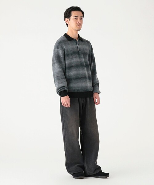 B:MING by BEAMS(ビーミングバイビームス)の「12ゲージ グラデーション ニット ポロ(ユニセックス)(ニット/セーター・メンズ・ベージュ/ブラック・S/XL/M/L)」の3枚目の写真