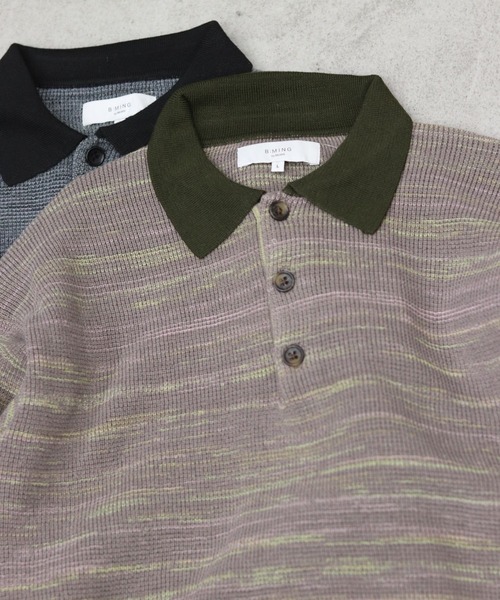 B:MING by BEAMS(ビーミングバイビームス)の「12ゲージ グラデーション ニット ポロ(ユニセックス)(ニット/セーター・メンズ・ベージュ/ブラック・S/XL/M/L)」の2枚目の写真